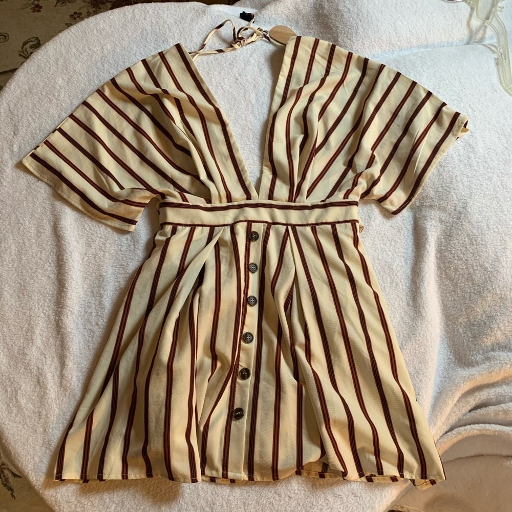 NWT Deep V Striped Dress